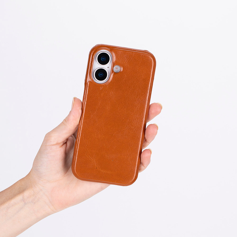 Apple iPhone 17 için, Hakiki Deri, El Yapımı Kılıf, Magsafe ile uyumlu, İç Yüzeyi Kadife, Gölgeli Taba