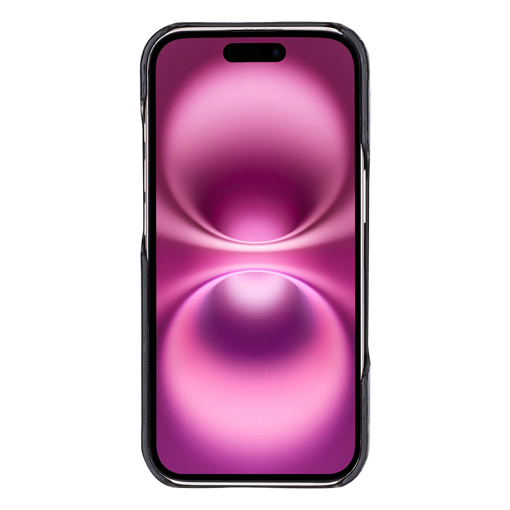 Apple iPhone 17 için, Hakiki Deri, El Yapımı Kılıf, Magsafe ile uyumlu, İç Yüzeyi Kadife, Kömür Siyah