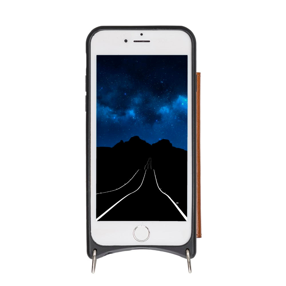 Apple iPhone 7-8-SE Uyumlu Deri Askılı Kılıf UFW RST2EF Taba