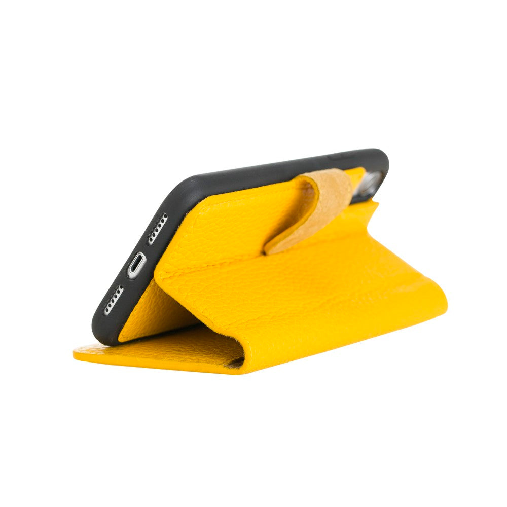 Apple iPhone XR Uyumlu Deri Cüzdanlı Kılıf FL12 Sarı