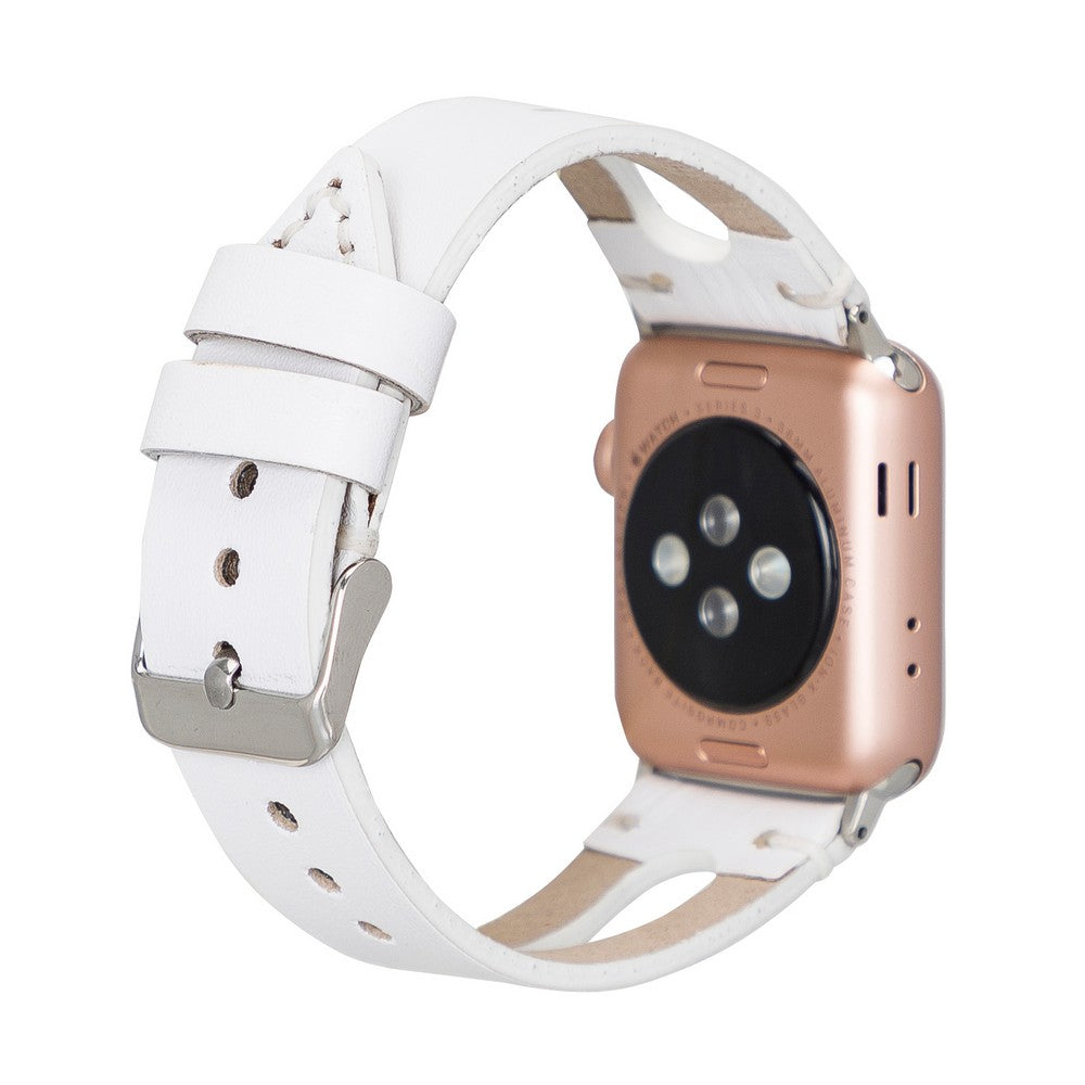 Apple Watch Uyumlu Deri Kordon BA2 F3 Beyaz