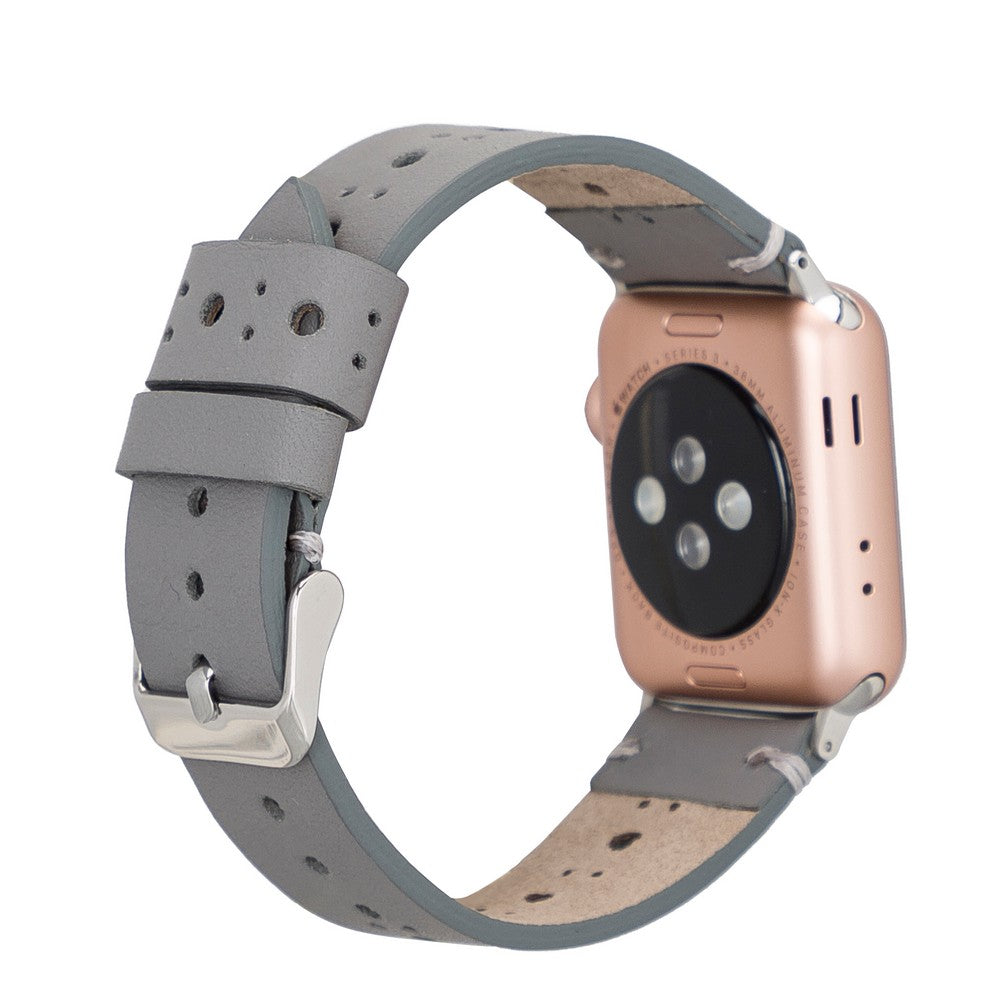 Apple Watch Uyumlu Deri Kordon BA8 RST9 Gri