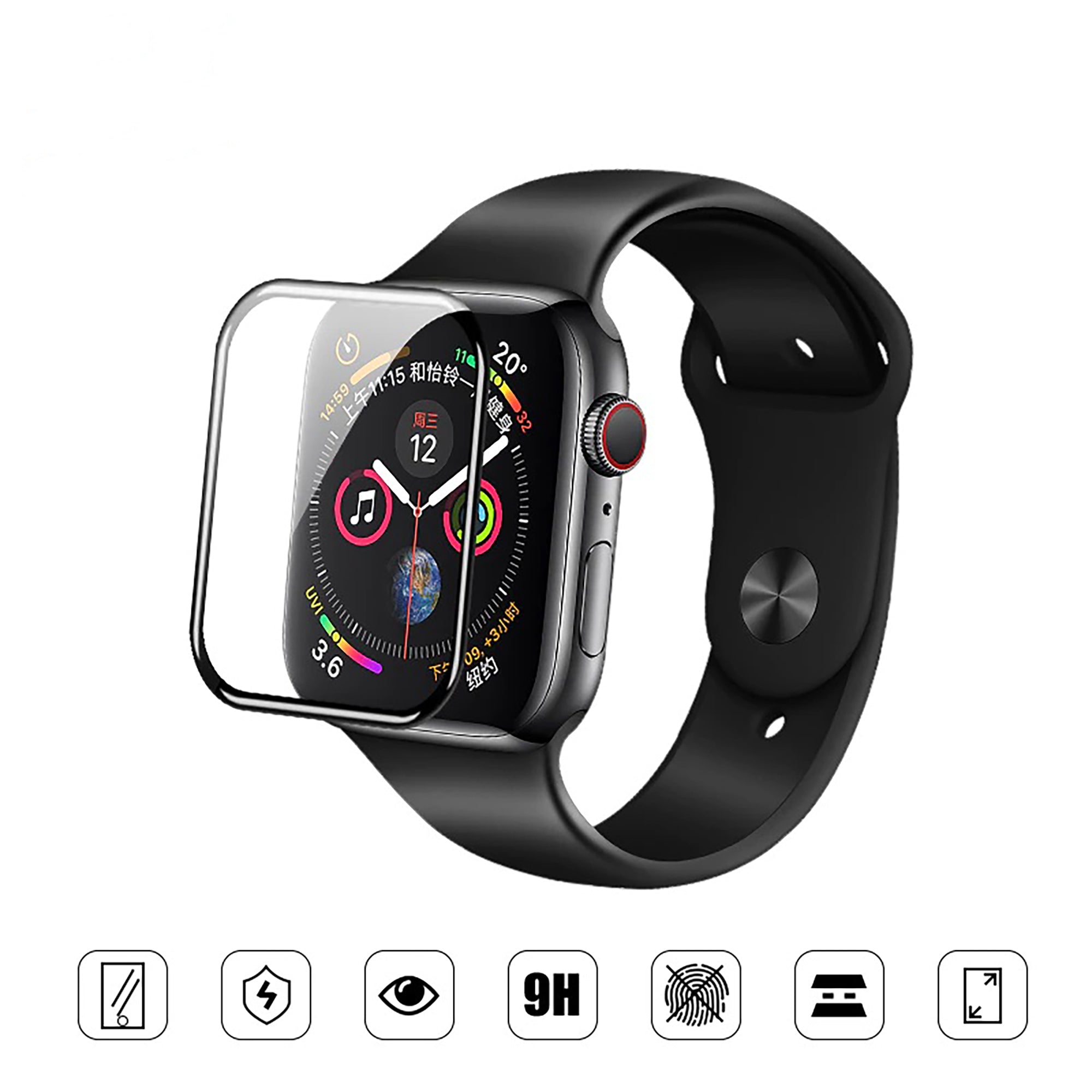 Apple Watch Uyumlu Ekran Koruyucu Cam Darbe Şok Koruma