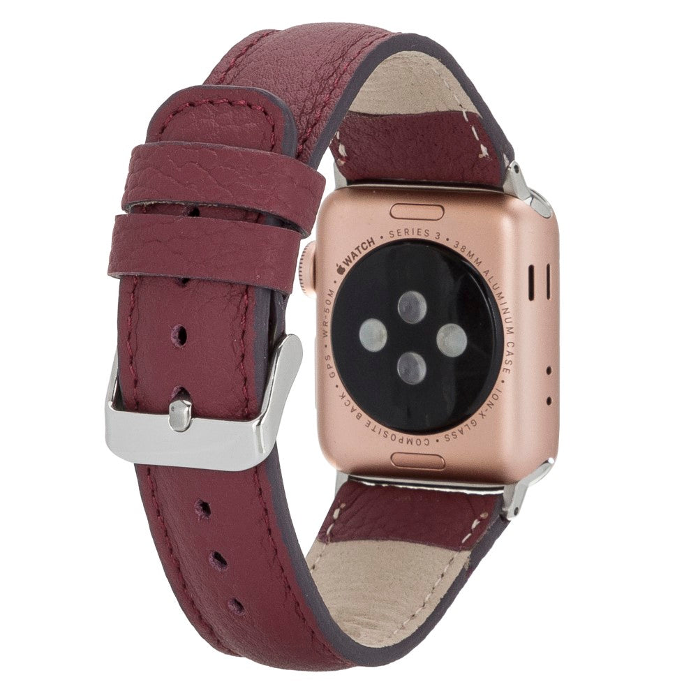 Apple Watch Uyumlu Deri Kordon FL6 Bordo