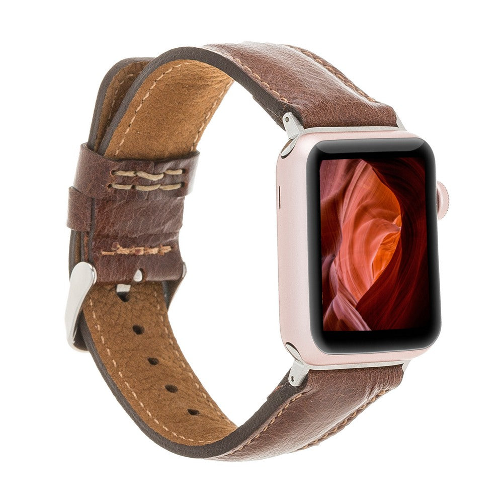 Apple Watch Uyumlu Deri Kordon, Karamel