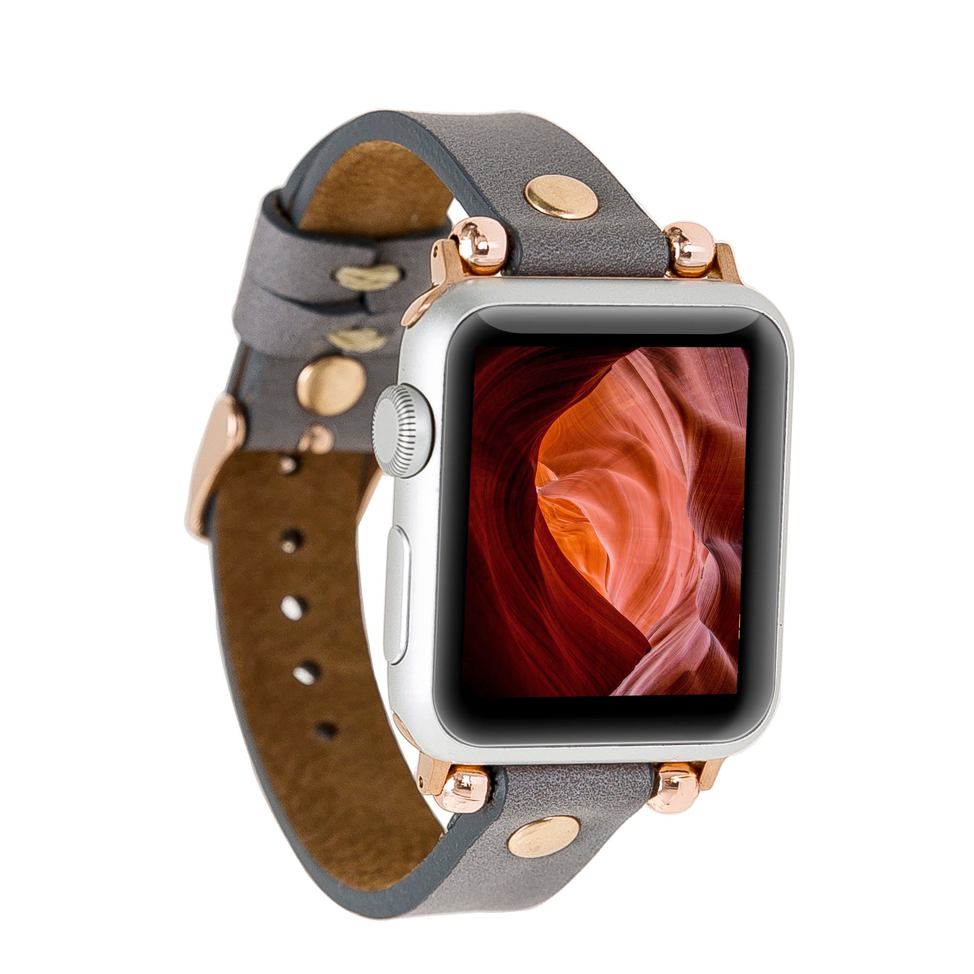 Apple Watch Uyumlu Deri Kordon GT RST9 Gri