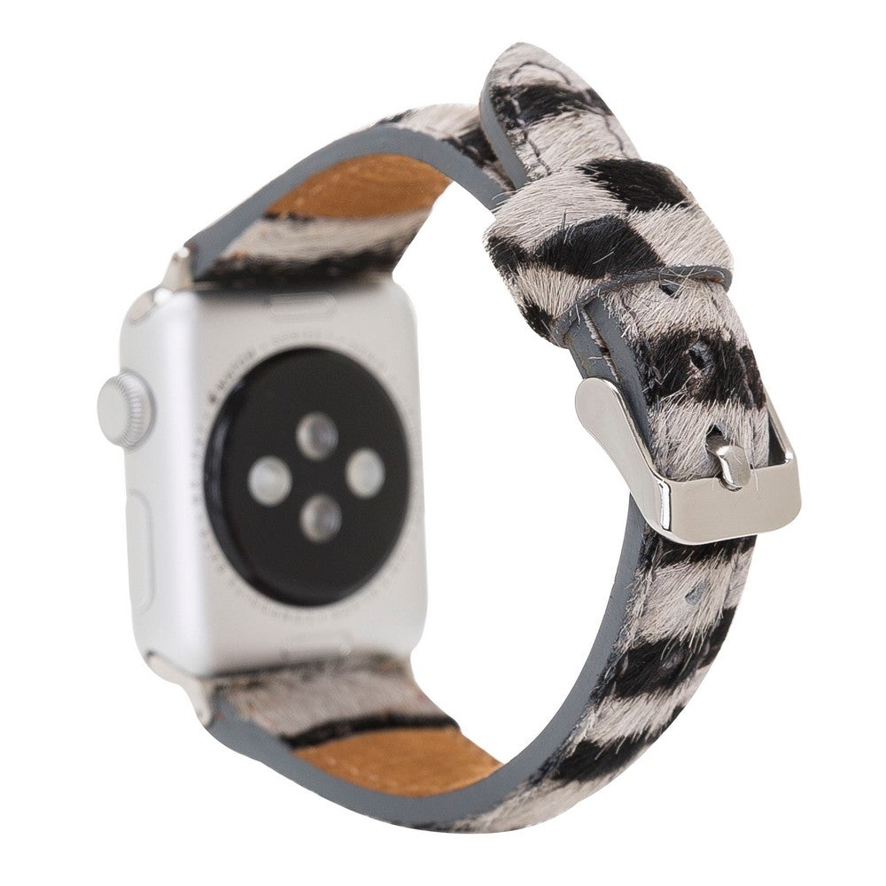 Apple Watch Uyumlu Deri Kordon Slim Zebra