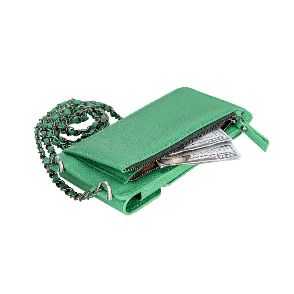 Avjin 6.9 inch uyumlu, Hakiki Deri, El Yapımı, Askılı Cüzdan, ERC4 Yeşil