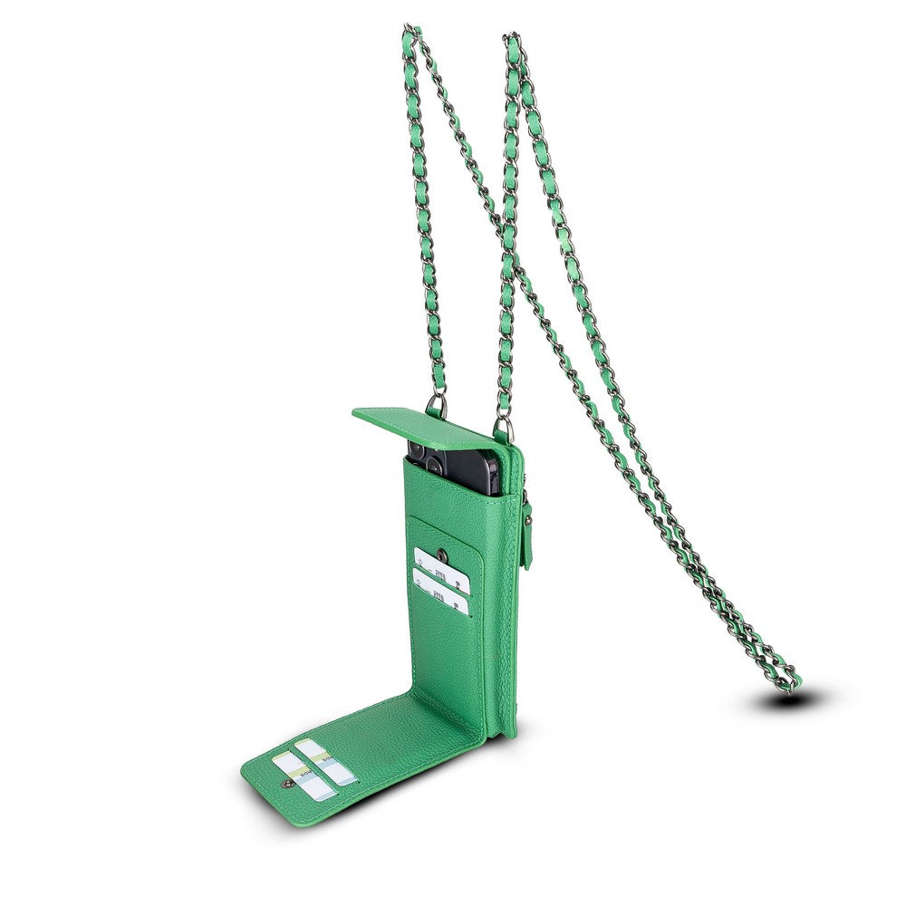 Avjin 6.9 inch uyumlu, Hakiki Deri, El Yapımı, Askılı Cüzdan, ERC4 Yeşil