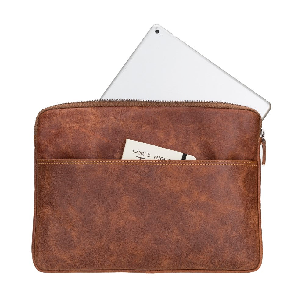 Awe 14 inç MacBook Ve Pc uyumlu, Hakiki Deri, El Yapımı Kılıf, TN2 Kahve
