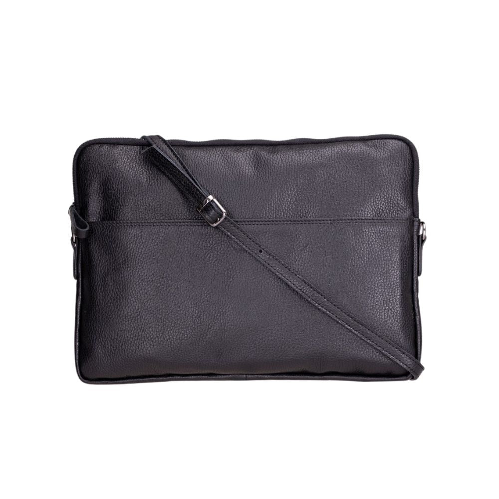 Leeds 14 inç MacBook Ve Pc Uyumlu, Hakiki Deri, El Yapımı Kılıf Kömür Siyahı