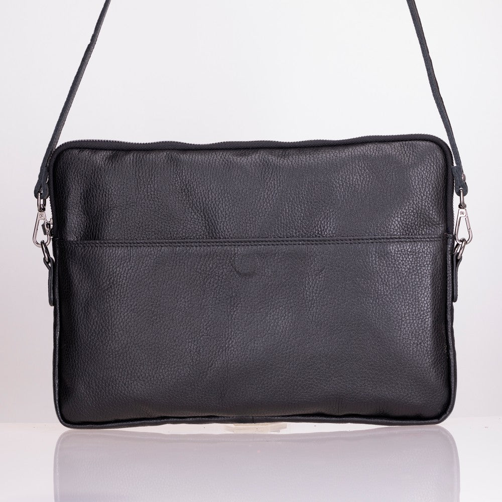 Leeds 14 inç MacBook Ve Pc Uyumlu, Hakiki Deri, El Yapımı Kılıf Kömür Siyahı