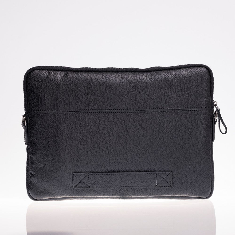 Leeds 14 inç MacBook Ve Pc Uyumlu, Hakiki Deri, El Yapımı Kılıf Kömür Siyahı