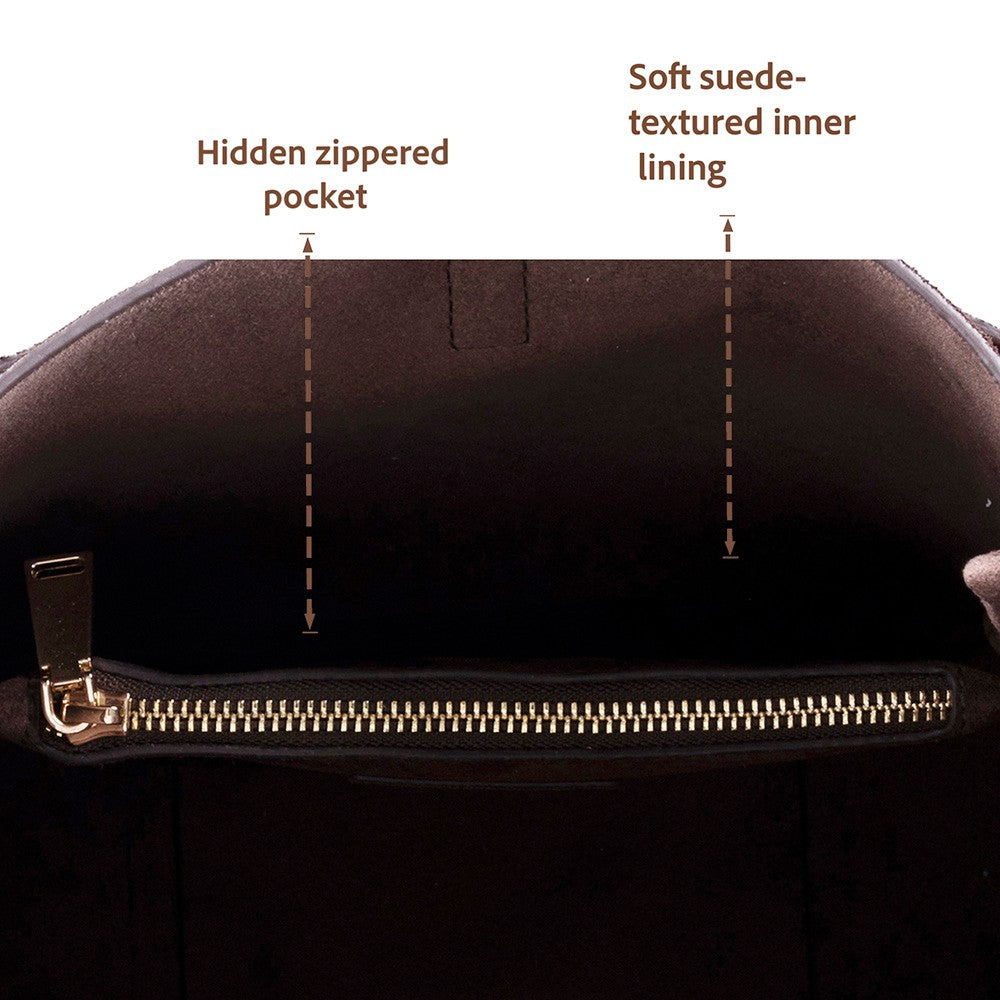 Her Kombine Uyum Sağlayan Klasik Hakiki Süet Deri Kadın Omuz Çantası – Azura - Kahve