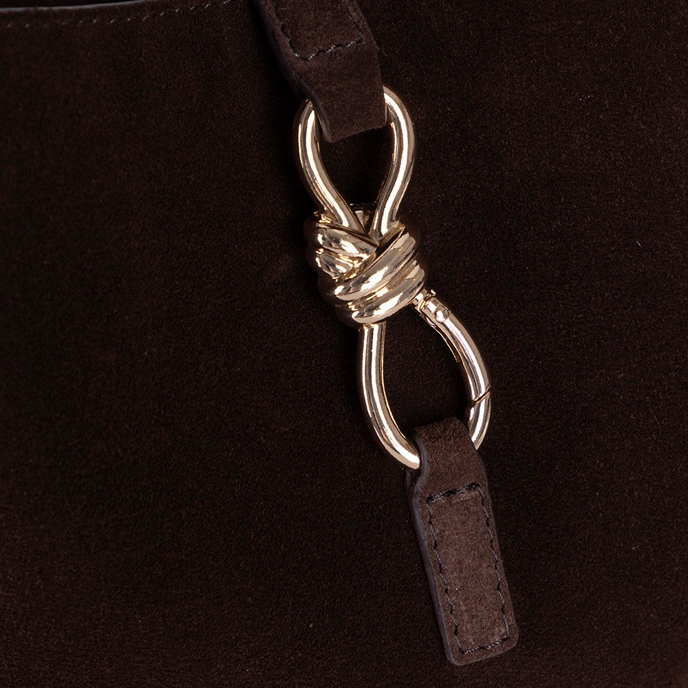 Her Kombine Uyum Sağlayan Klasik Hakiki Süet Deri Kadın Omuz Çantası – Azura - Kahve