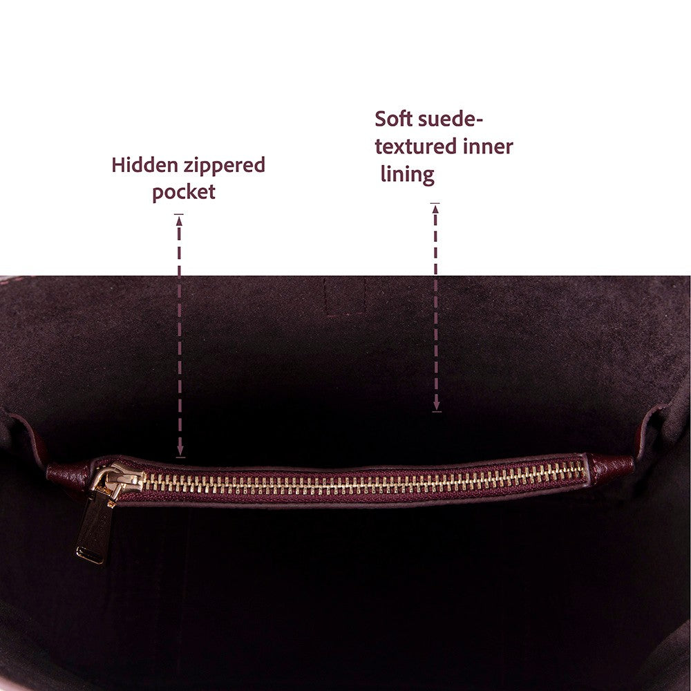 Her Kombine Uyum Sağlayan Klasik Hakiki Deri Kadın Omuz Çantası – Azura - Bordo Renk