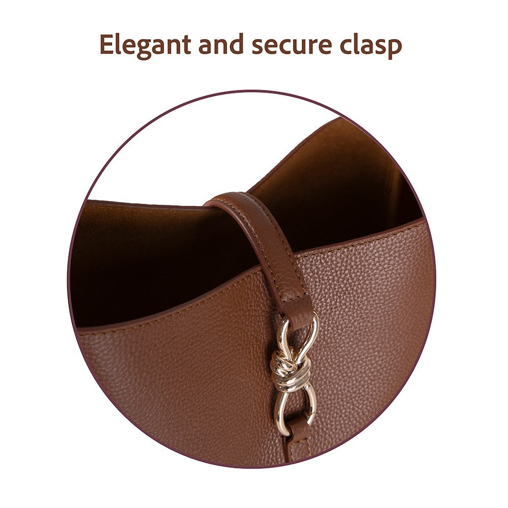 Her Kombine Uyum Sağlayan Klasik Hakiki Deri Kadın Omuz Çantası – Azura - Tan Rengi