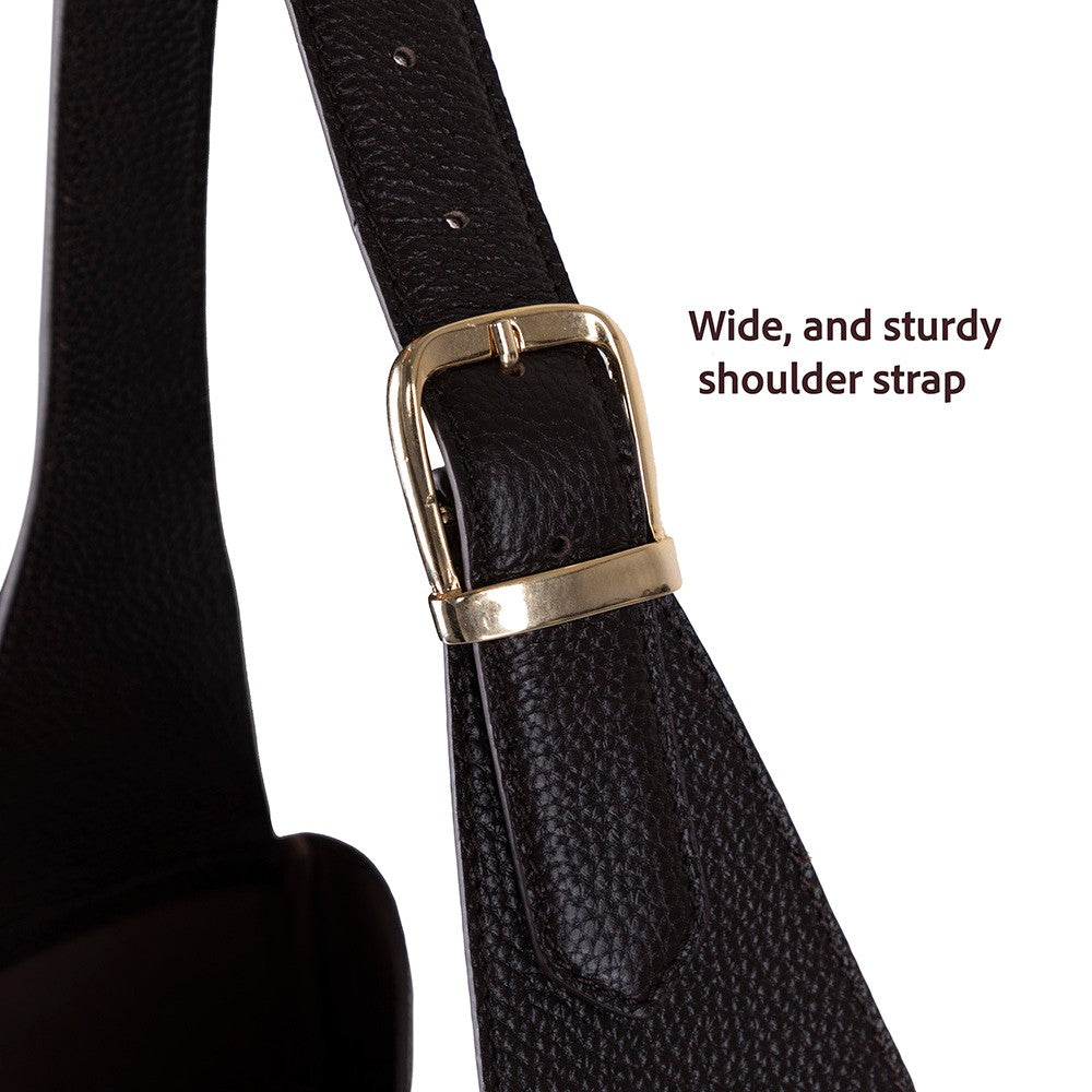 Her Kombine Uyum Sağlayan Klasik Hakiki Deri Kadın Omuz Çantası – Azura - Acı Kahve