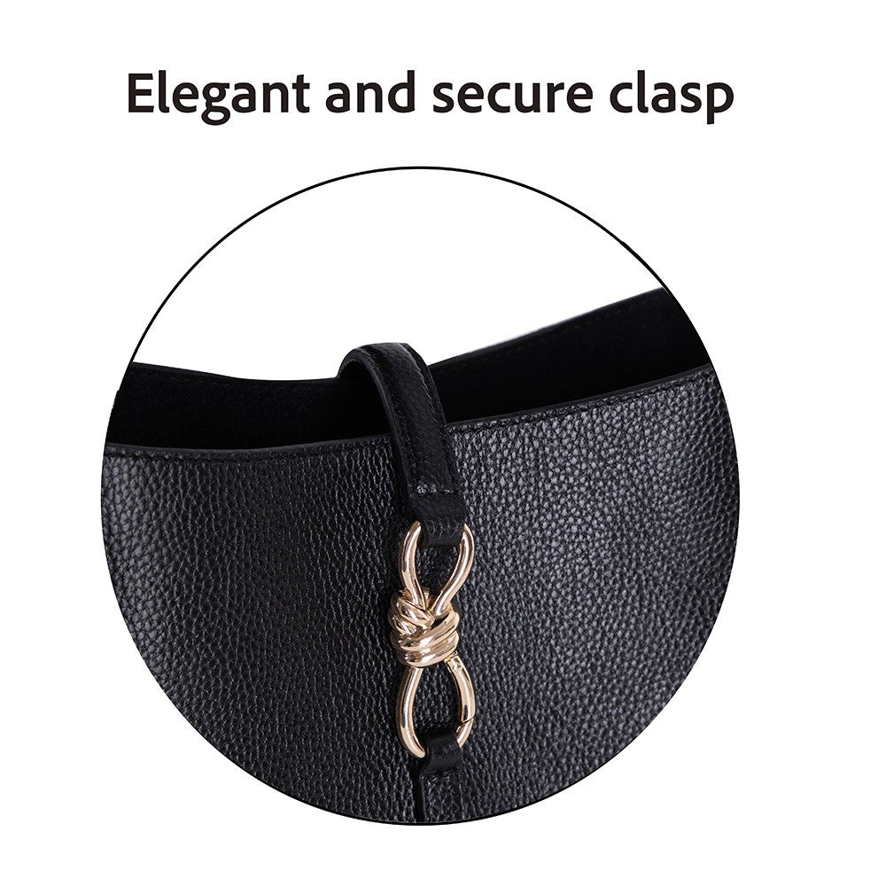 Her Kombine Uyum Sağlayan Klasik Hakiki Deri Kadın Omuz Çantası – Azura - Siyah