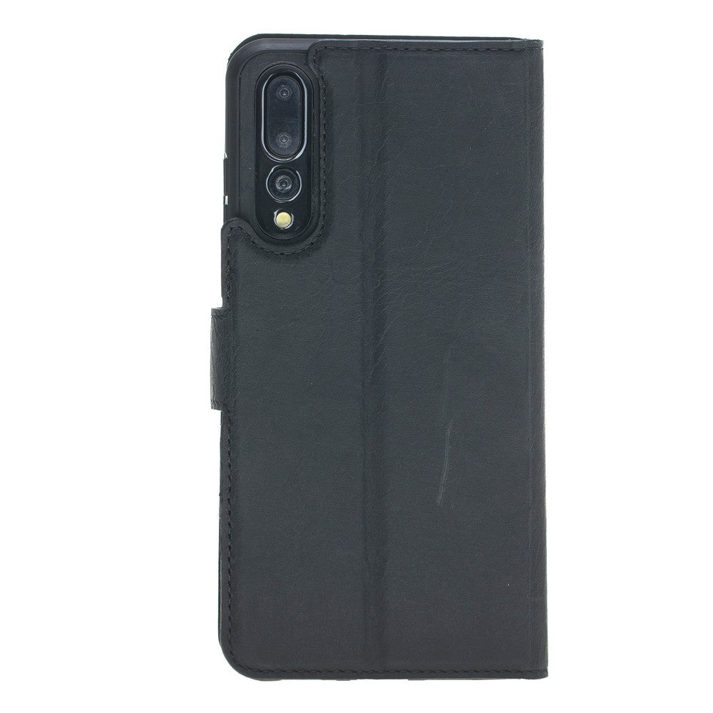 Huawei P20 Pro Uyumlu Deri Cüzdanlı Kılıf Siyah