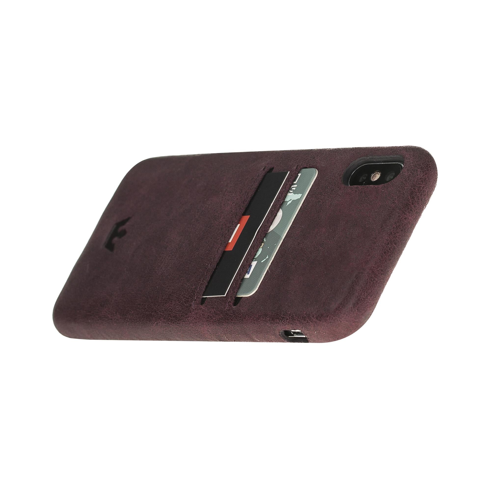 Apple iPhone X-XS Uyumlu Deri Arka Kapak UC-CC Mor