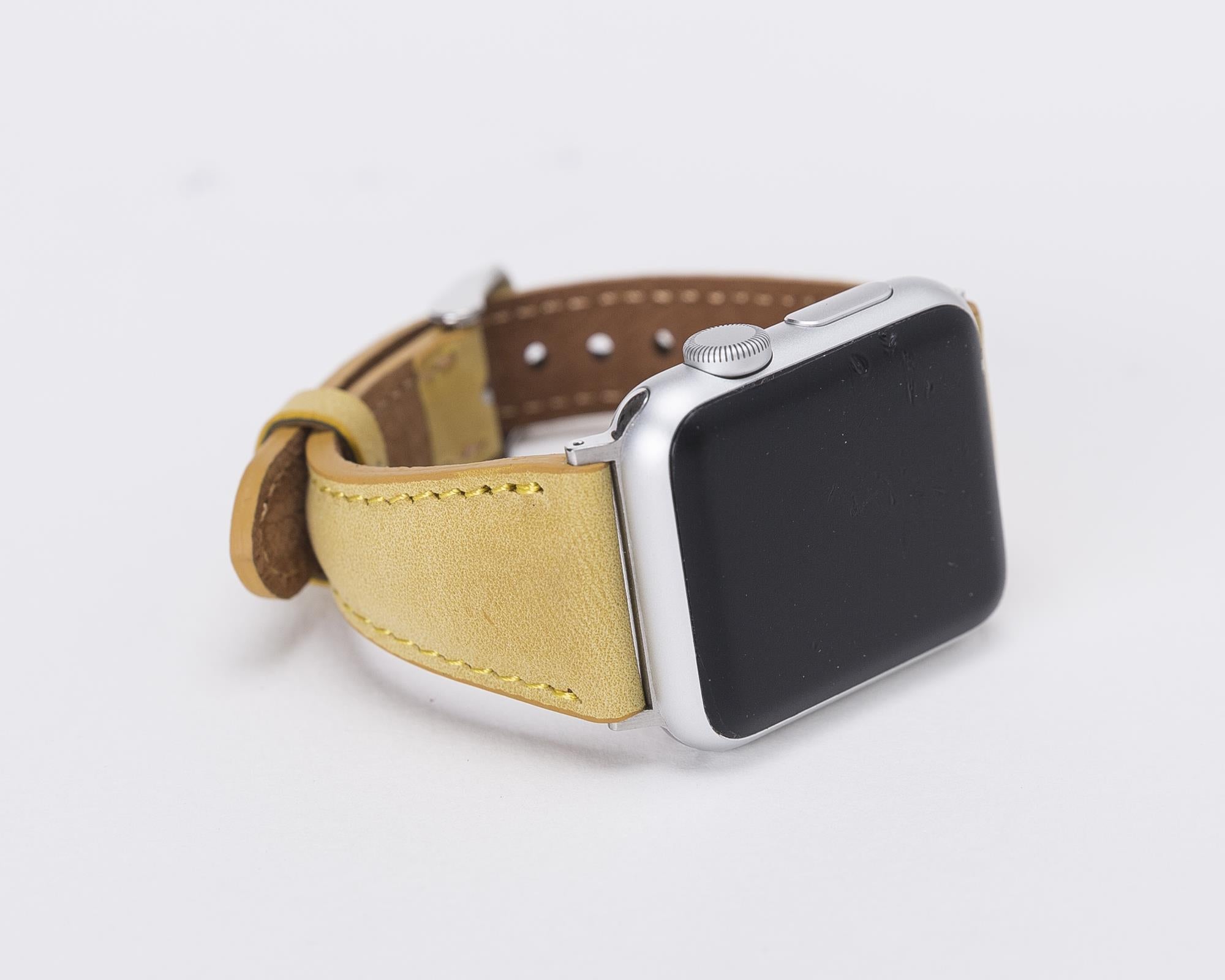 Apple Watch Uyumlu Deri Kordon, Limon Sarı