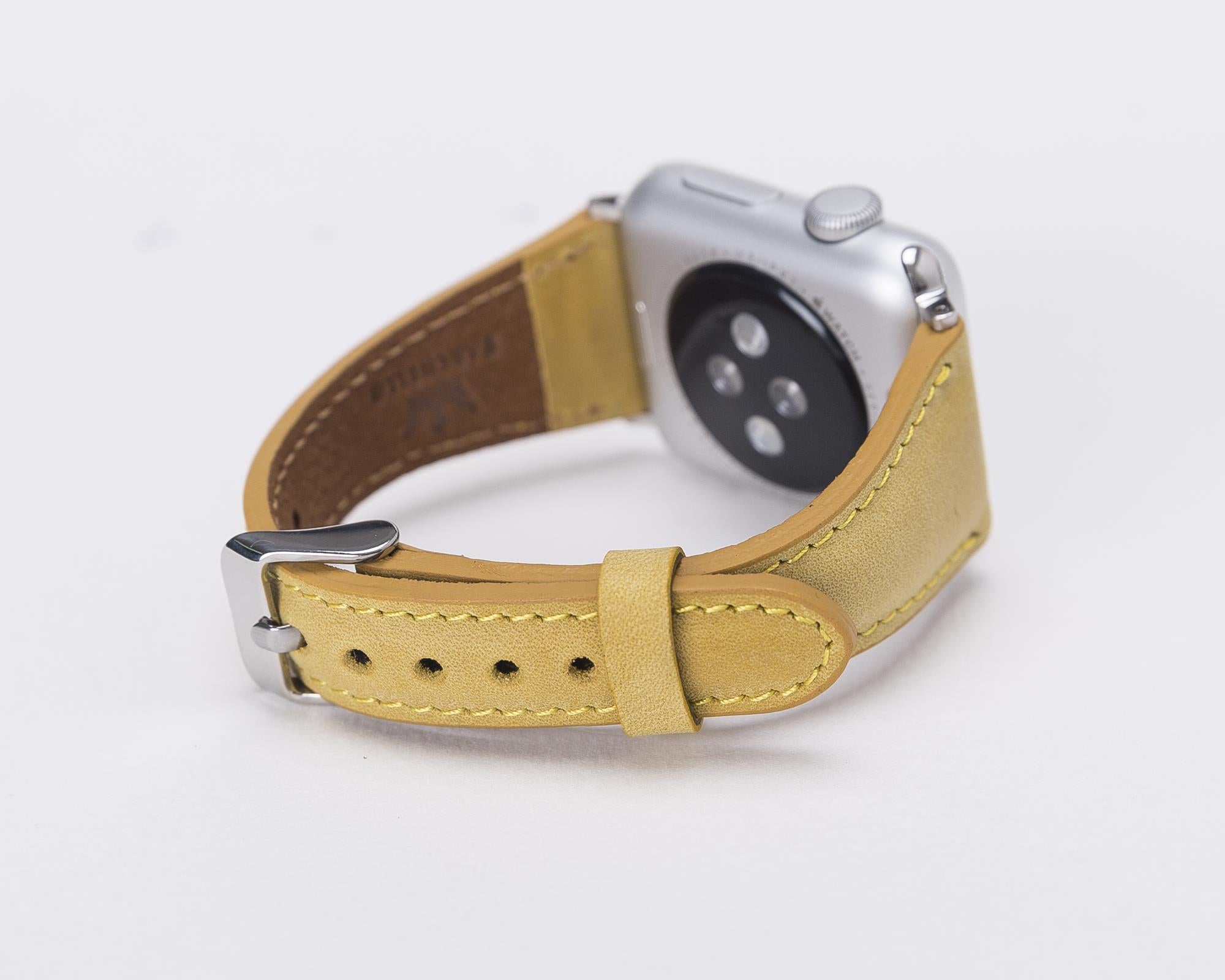 Apple Watch uyumlu, Hakiki Deri, El Yapımı Kordon, Limon Sarı