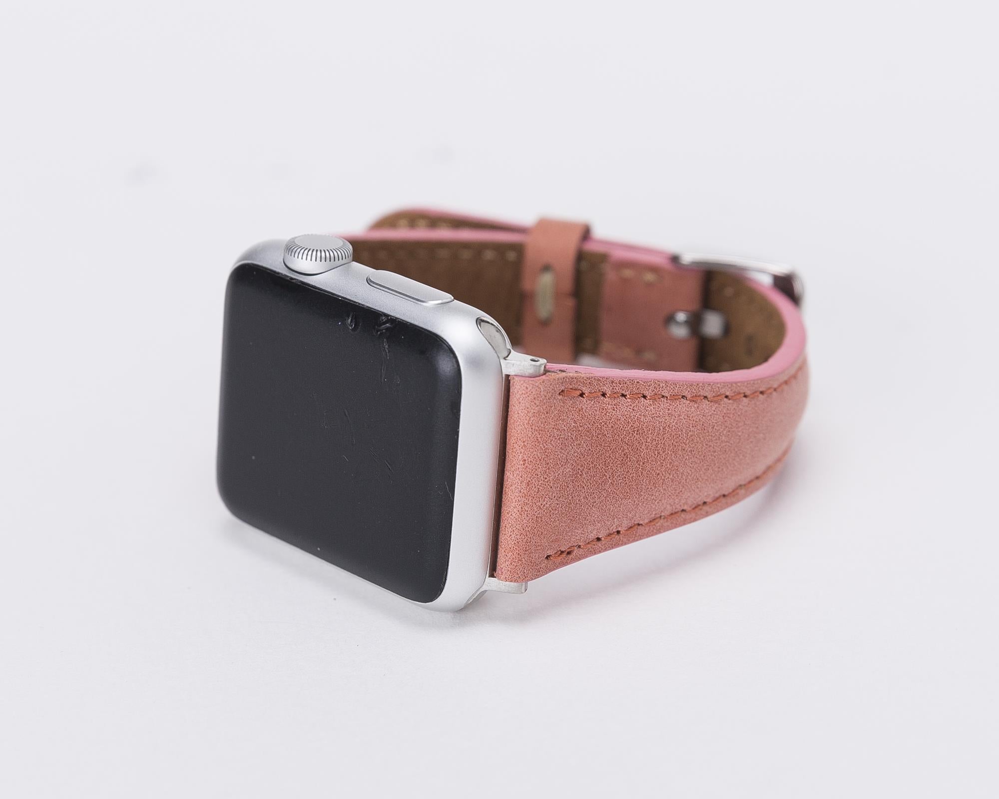 Apple Watch Uyumlu Deri Kordon, Mercan
