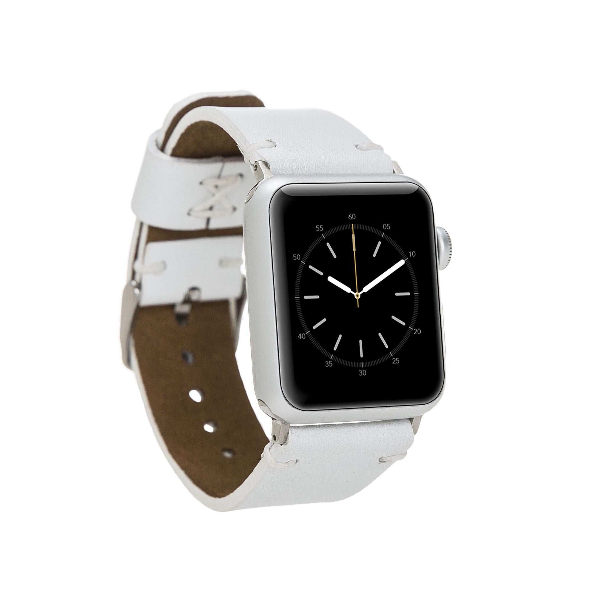 Apple Watch Uyumlu Deri Kordon Orfe F3 Beyaz