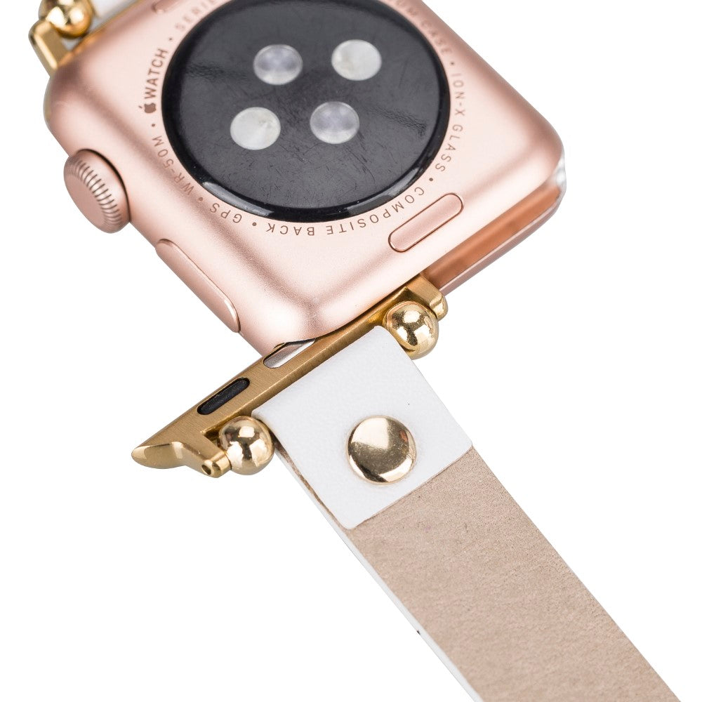 Apple Watch Uyumlu Deri Kordon FRG F3 Beyaz