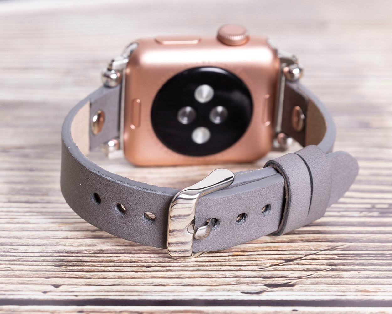Apple Watch Uyumlu Deri Kordon ST RST9 Gri
