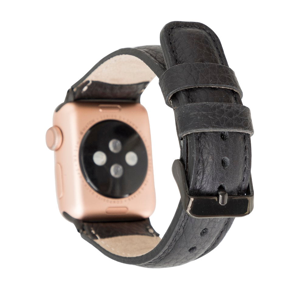 Apple Watch Uyumlu Deri Kordon 42-44-45mm FL1 Siyah
