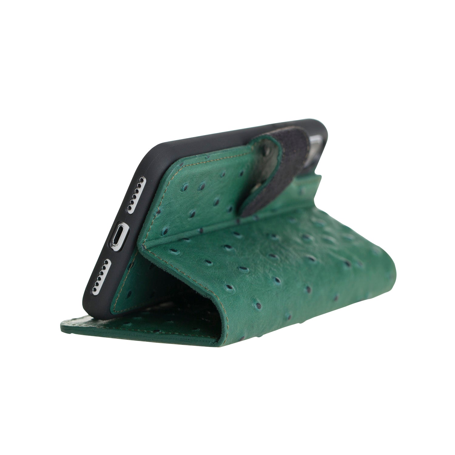 Apple iPhone X-XS Uyumlu Deri Cüzdanlı Kılıf DE6 Yeşil