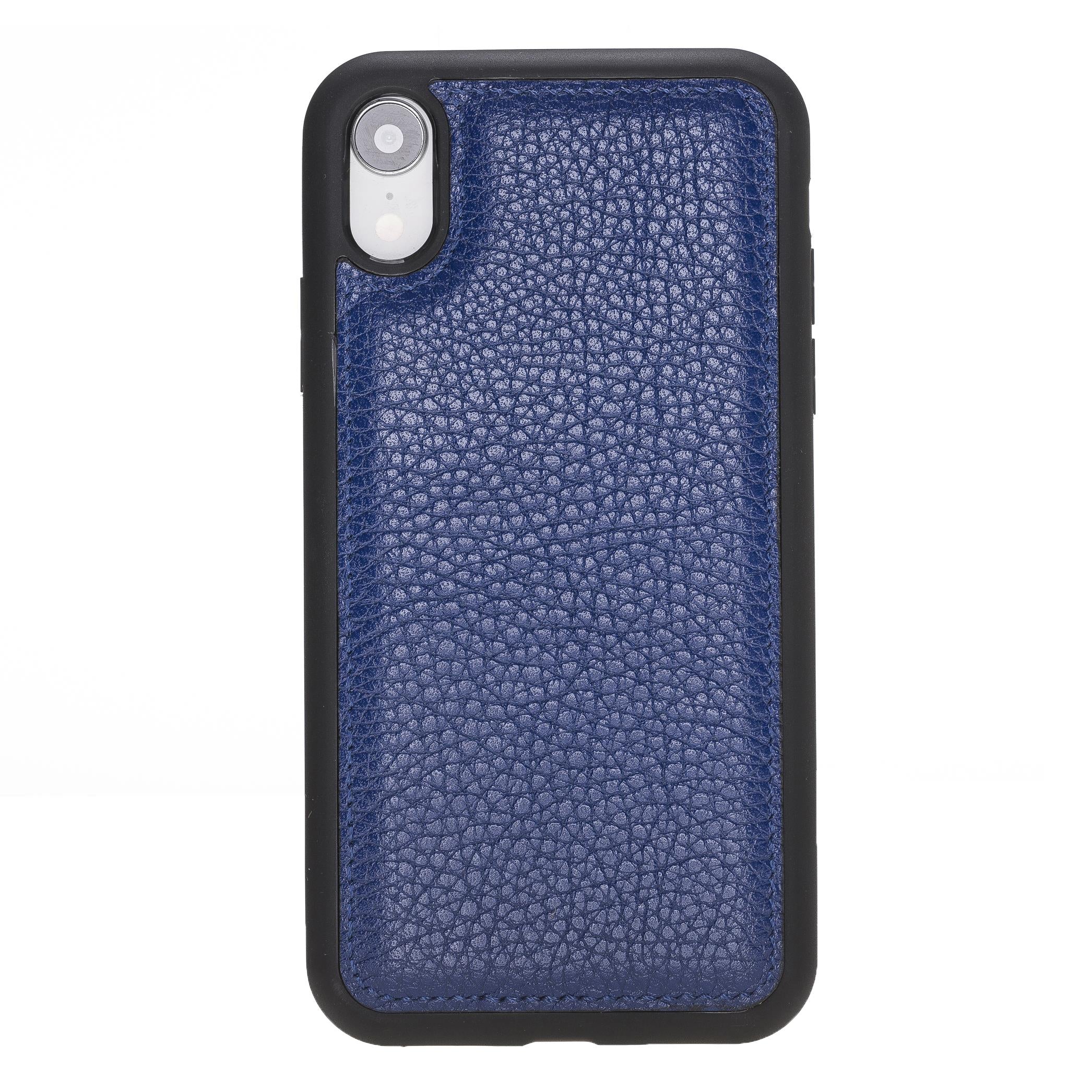 Apple iPhone XR Uyumlu Deri Arka Kapak Mavi