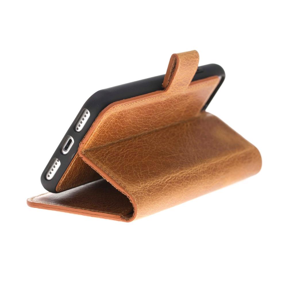 Apple iPhone 7-8-SE Uyumlu Deri Cüzdanlı Kılıf Kuga RO2 Taba