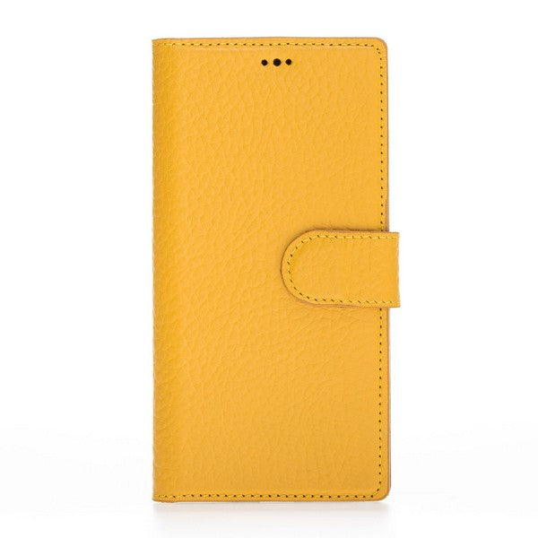 Samsung Galaxy Note 10 Uyumlu Deri Cüzdanlı Kılıf FL12 Sarı