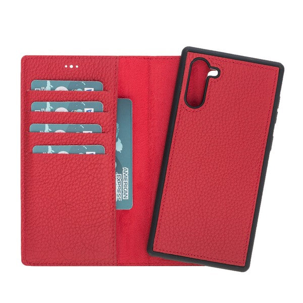 Samsung Galaxy Note 10 Uyumlu Deri Cüzdanlı Kılıf ERC2 Kırmızı