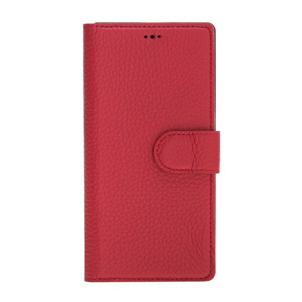 Samsung Galaxy Note 10 Uyumlu Deri Cüzdanlı Kılıf ERC2 Kırmızı