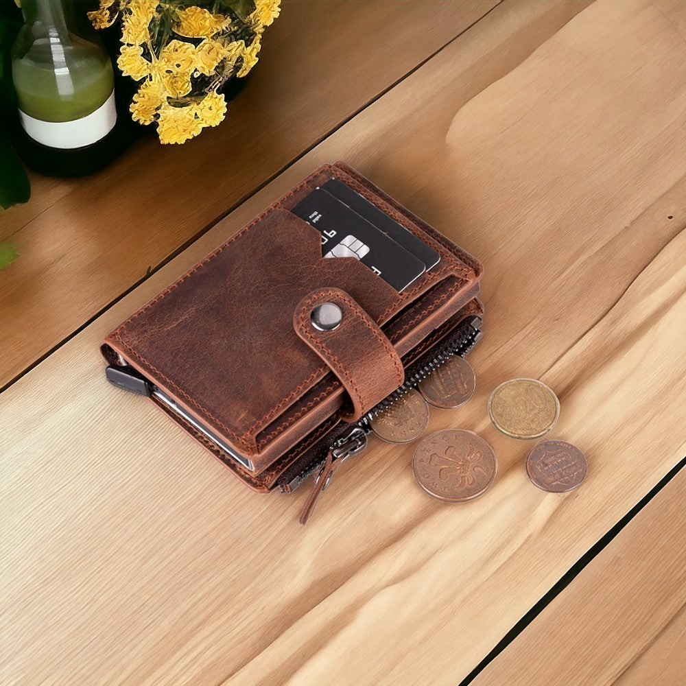 Rodos Hakiki Deri, El Yapımı, Pop-Up Kartlık Cüzdan, Antik Kahve