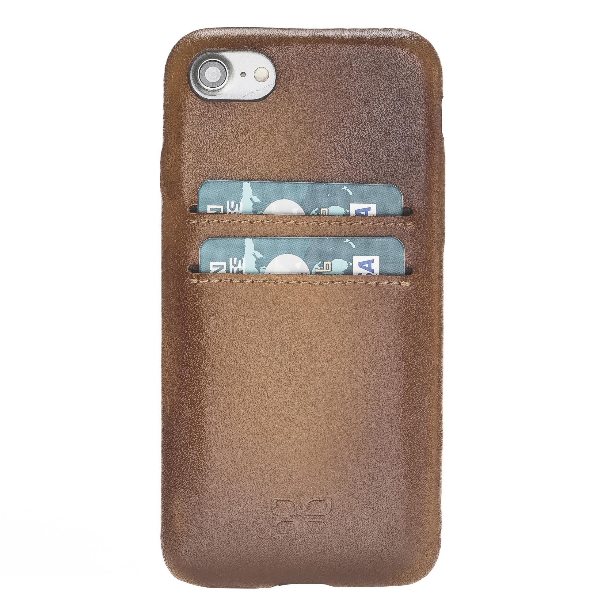 Apple iPhone 7-8-SE Uyumlu Deri Kartlıklı Arka Kapak UCCC Taba