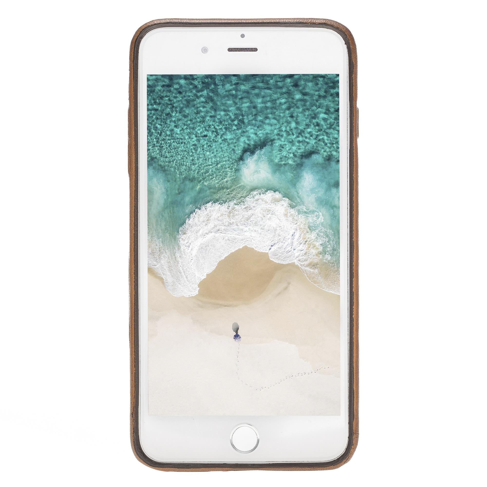 Apple iPhone 7-8 Plus Uyumlu Deri Kartlıklı Arka Kapak UCCC Taba