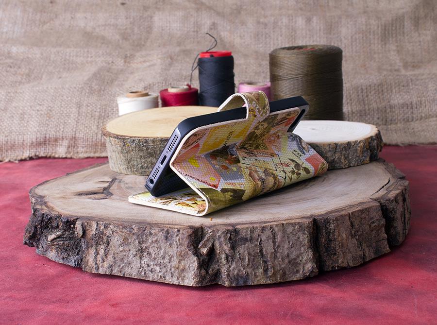 Apple iPhone 5-5s-SE Uyumlu Deri Cüzdanlı Kılıf WC00 Y3 Desenli