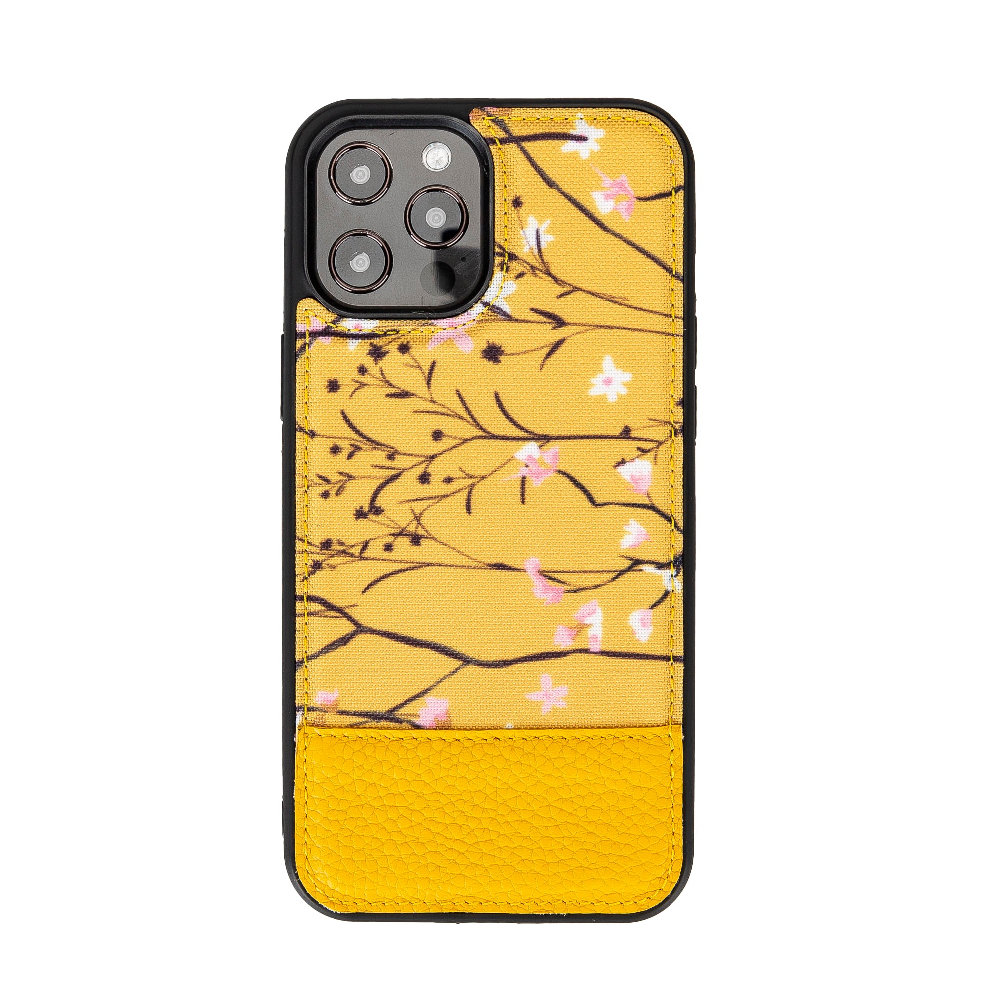 Apple iPhone 12 Pro Max Uyumlu Kanvas Kumaş Arka Kapak Sarı