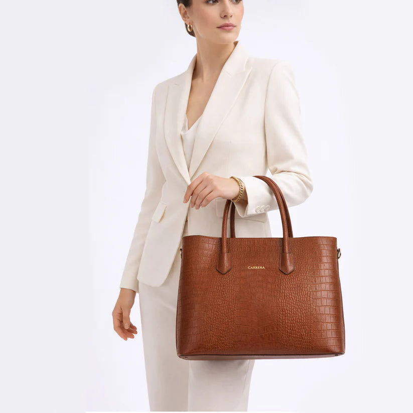 Novelya Hakiki Deri El Çantası - Geniş İç Hacimli Premium Croco Tote Bag