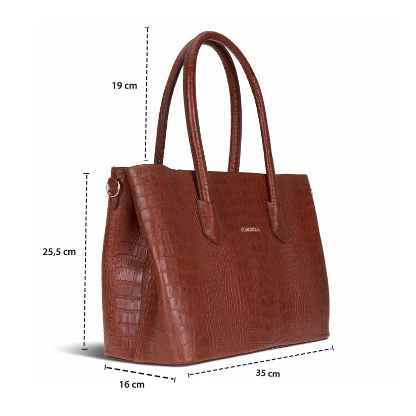 Novelya Hakiki Deri El Çantası - Geniş İç Hacimli Premium Croco Tote Bag