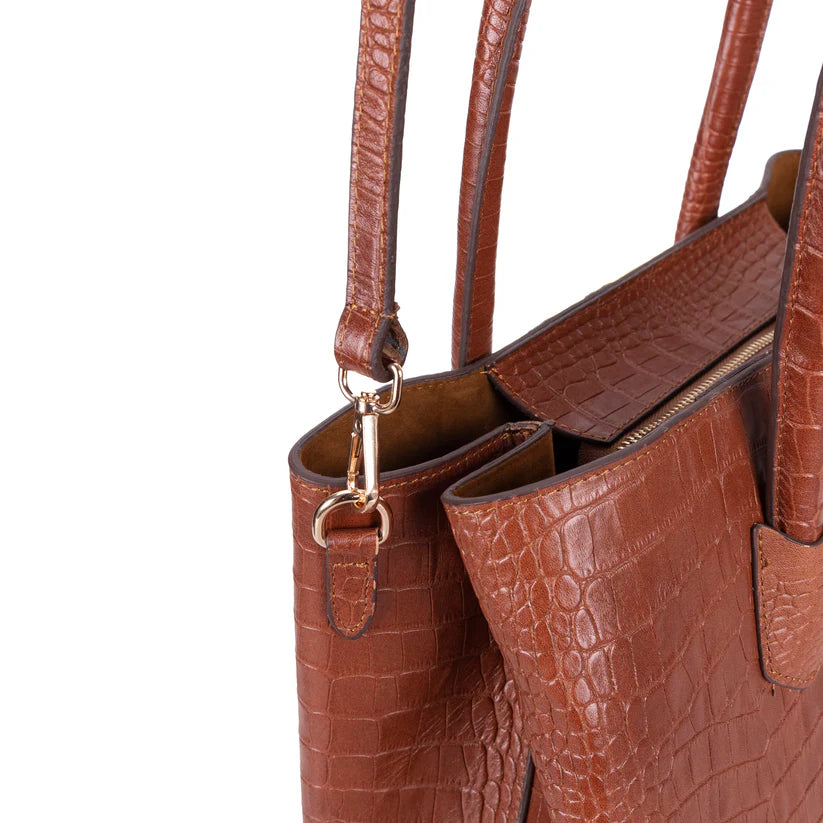 Novelya Hakiki Deri El Çantası - Geniş İç Hacimli Premium Croco Tote Bag
