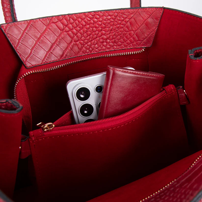 Novelya Hakiki Deri El Çantası - Geniş İç Hacimli Premium Croco Tote Bag