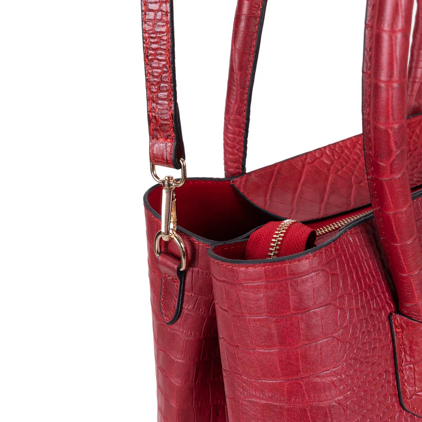 Novelya Hakiki Deri El Çantası - Geniş İç Hacimli Premium Croco Tote Bag