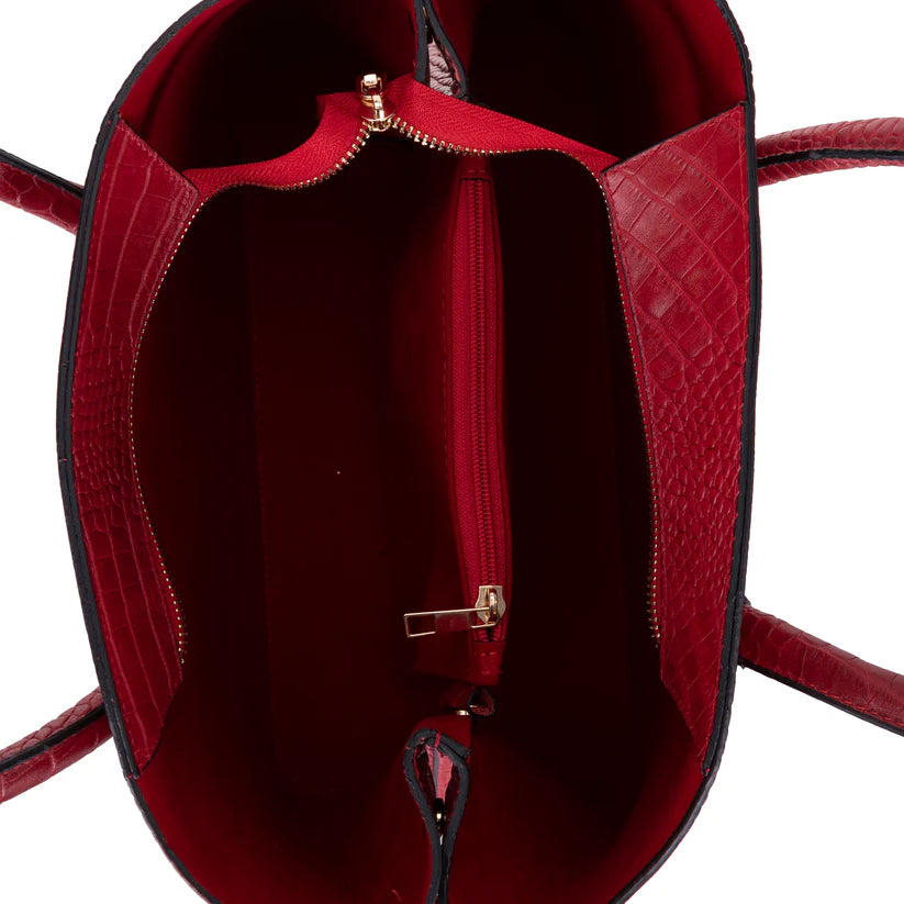 Novelya Hakiki Deri El Çantası - Geniş İç Hacimli Premium Croco Tote Bag