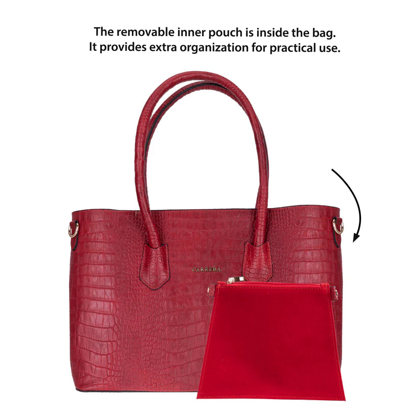 Novelya Hakiki Deri El Çantası - Geniş İç Hacimli Premium Croco Tote Bag